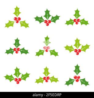 Ensemble d'icônes Holly Berries. Illustration vectorielle Illustration de Vecteur