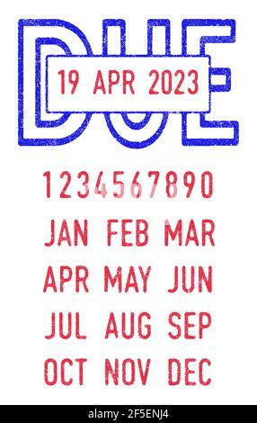 Illustration vectorielle de l'échéance et des dates modifiables (jour, mois et année) en tampons encreurs Illustration de Vecteur
