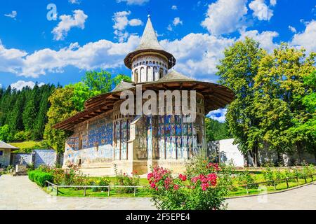 Le monastère de Voronet, Roumanie. L'un des monastères orthodoxes roumains dans le sud de la Bucovine. Banque D'Images