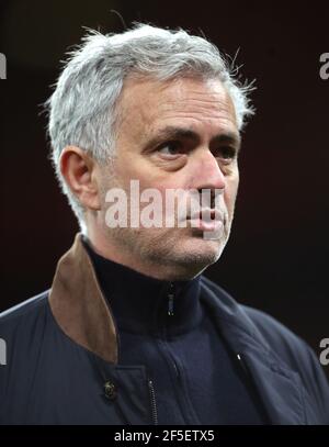 Photo du dossier datée du 14-03-2021, de Jose Mourinho, gestionnaire de Tottenham Hotspur. Date de la photo : vendredi 26 mars 2021. Banque D'Images