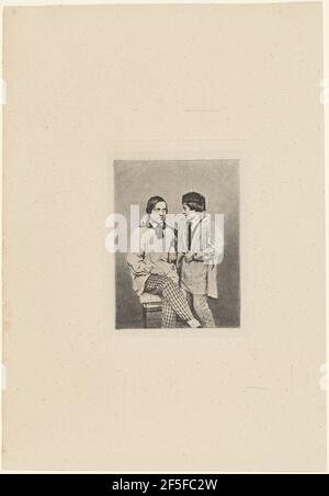 Homme et garçon. Armand-Hippolyte-Louis Fizeau (français, 1819 - 1896) Banque D'Images