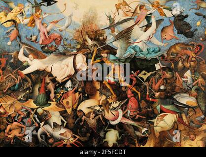 Titre: La chute des Rebel Angels Créateur: Pieter Bruegel l'ancien Date: 1562 Moyen: Huile sur panneau Dimensions: 117x162 cms lieu: Musees Royaux des Beaux-Arts de Belgique, Bruxelles, Belgique Banque D'Images