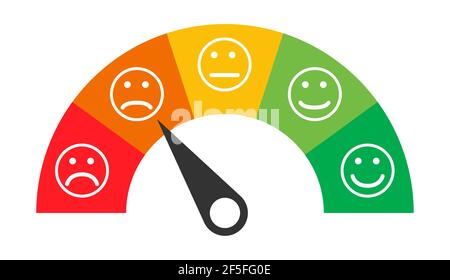 Icône client Emotions satisfaction mètre avec différents symboles sur fond . Illustration de Vecteur
