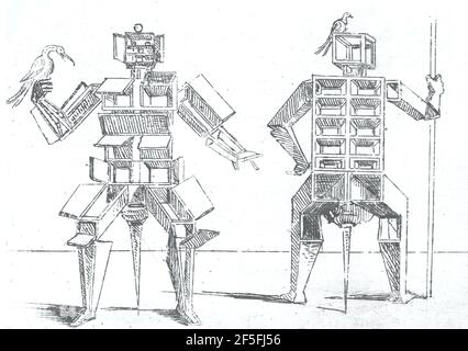 Giovanni Battista Bracelli oeuvre intitulée Bizzarie di varie Figure ou Oddities de diverses figures de 1624. Cubes, anneaux de verrouillage et carrés. Banque D'Images