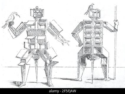 Giovanni Battista Bracelli oeuvre intitulée Bizzarie di varie Figure ou Oddities de diverses figures de 1624. Cubes, anneaux de verrouillage et carrés. Banque D'Images