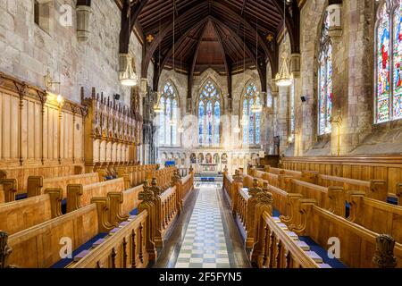 L'intérieur de la chapelle Saint-Salvators, une chapelle collégiale gothique tardive appartenant à l'Université de St Andrews, Fife, Écosse, Royaume-Uni Banque D'Images