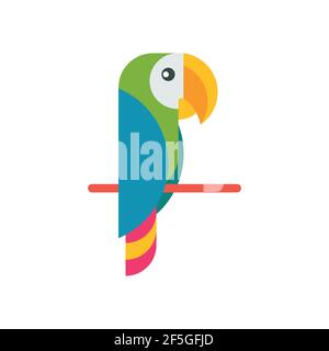 Perroquet de dessin animé, animal sauvage d'oiseau, illustration vectorielle sur fond blanc, icône. Illustration de Vecteur