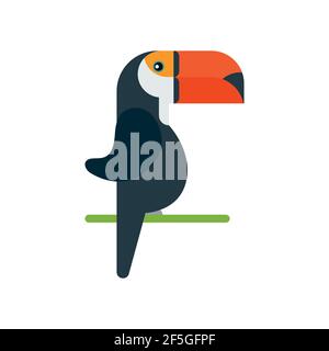 La nature brésilienne des oiseaux de toucan, illustration vectorielle sur fond blanc. Icône. Illustration de Vecteur