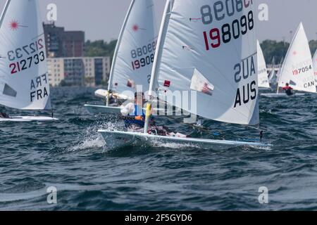 Australien Sailor au Championnat du monde de la jeunesse radiale laser de l'ILCA 2019 Banque D'Images