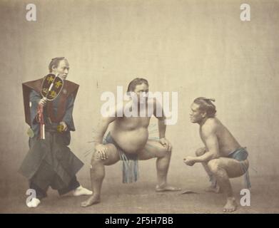 Sumotori ou Wrestlers. Felice Beato (anglais, né en Italie, 1832 - 1909) Banque D'Images