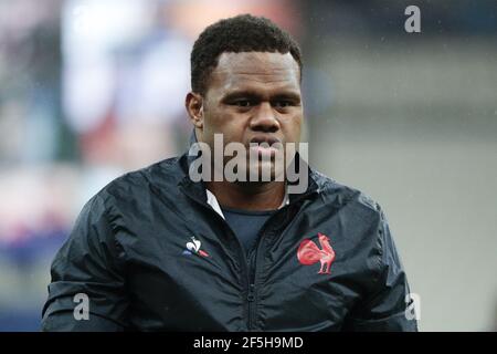 Saint Denis près de Paris, France. 26 mars 2021. Virimi VAKATAWA (FRA) à l'échauffement pendant les 2021 six Nations, match de rugby entre la France et l'Écosse le 26 mars 2021 au Stade de France à Saint-Denis près de Paris, France - photo Stephane Allaman/DPPI/LiveMedia crédit: Paola Benini/Alay Live News Banque D'Images