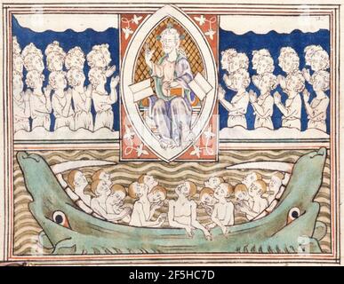 Queen Mary Apocalypse - BL Royal MS 19 B XV F. 40 les adorateurs de Dieu, et les âmes. Banque D'Images