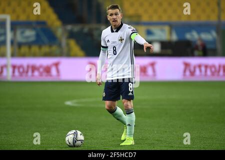 Parme, Italie. 25 mars 2021. Steven Davis, d'Irlande du Nord, réagit lors du match de qualification de la coupe du monde de la FIFA 2022 entre l'Italie et l'Irlande du Nord au stadio Ennio Tardini à Parme (Italie), le 25 mars 2021. Photo Andrea Staccioli/Insidefoto crédit: Insidefoto srl/Alamy Live News Banque D'Images