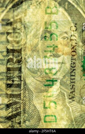 Macro double exposition des côtés avant et arrière un dollar bill avec le portrait du président George Washington et Eye of Providence Banque D'Images