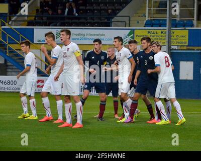 Renfrewshire, Écosse - 2 septembre 2014 : un match international des U19 contre l'Écosse et la République tchèque. Banque D'Images