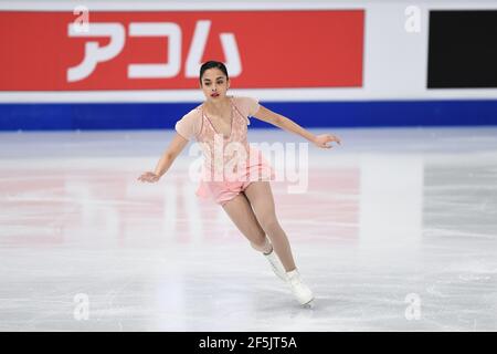 Madeline SCHIZAS PEUT, pendant le programme Ladies Free aux Championnats du monde de patinage artistique 2021 de l'UIP à Ericsson Globe, le 26 mars 2021 à Stockholm, en Suède. Credit: Raniero Corbelletti/AFLO/Alay Live News Banque D'Images