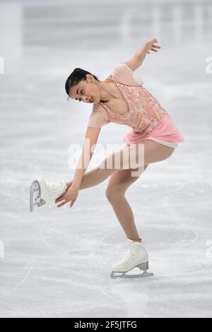 Madeline SCHIZAS PEUT, pendant le programme Ladies Free aux Championnats du monde de patinage artistique 2021 de l'UIP à Ericsson Globe, le 26 mars 2021 à Stockholm, en Suède. Credit: Raniero Corbelletti/AFLO/Alay Live News Banque D'Images