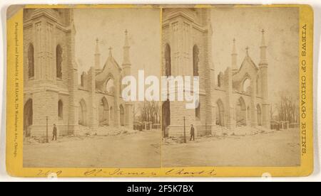 Église Saint-James, ruines du feu de Chicago, 1871. John Bullock (américain, né en 1827) Banque D'Images