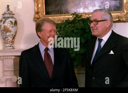 Jimmy carter et James Callaghan, premier ministre de la Grande-Bretagne, 23 mars 1978 Banque D'Images