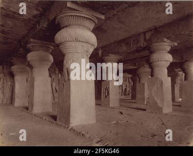 Elephanta Cave, Bombay. Lala Deen Dayal (Indien, 1844 - 1905) Banque D'Images