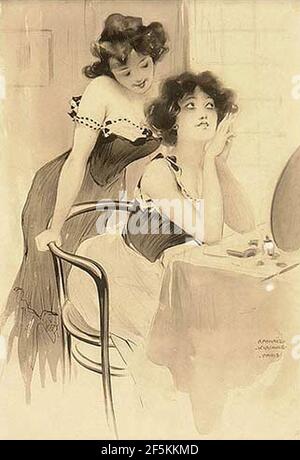 Raphael Kirchner Damen BEI Toilette. Banque D'Images