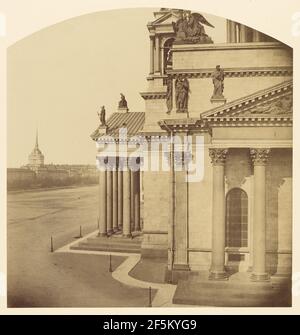 Saint Isaac, Portique et vue de l'Amirauté. Pierre-Ambrose Richebourg (français, 1810 - après 1872) Banque D'Images