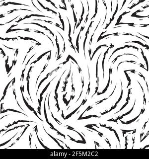 Motif vectoriel noir sans couture de coins et de lignes fluides avec bords déchirés.texture à partir de coups de pinceau sur fond blanc. Illustration de Vecteur