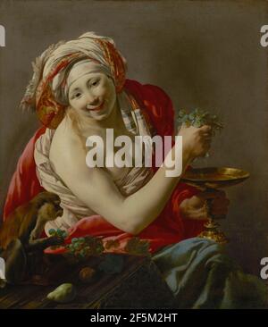 Bacchante avec un APE. Hendrick ter Brugghen (néerlandais, 1588 - 1629) Banque D'Images