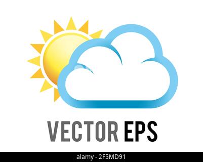 Le vecteur shinny dégradé soleil jaune derrière petit nuage blanc icône Banque D'Images