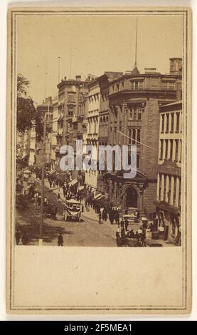 Broadway depuis Wall Street North - New York. Edward et Henry T. Anthony & Co. (American, fondée en 1862, fusionnée en 1902) Banque D'Images