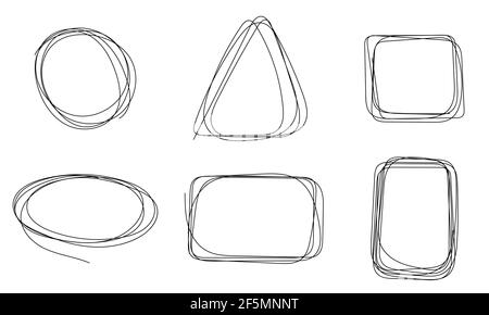 Ensemble d'éléments de conception simples vectorisés à la main. Cercle, ovale, carré, triangle et rectangles. Illustration de Vecteur