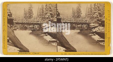 Passerelle menant à la chute du Nevada, après la tempête de neige en juillet. John P. Soule (américain, 1827 - 1904) Banque D'Images