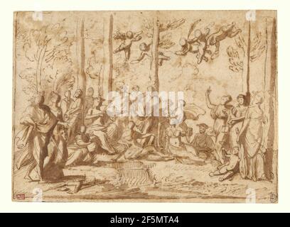 Apollo et les Muses sur le mont Parnassus. Nicolas Poussin (français, 1594 - 1665) Banque D'Images