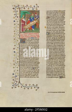 Nero s'arrête pour boire un verre pendant la mutilation du corps de sa mère. Maître ou atelier Boucicaut (français, actif vers 1390 - 1430) Banque D'Images