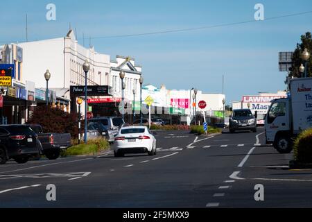 Magasins et entreprises de Whitaker Street, te Aroha, Waikato, North Island, Nouvelle-Zélande Banque D'Images