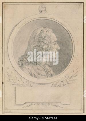 Portrait de Voltaire, après son buste par Jean-Baptiste Lemoyne II Augustin de Saint-Aubin (français, 1736 - 1807) Banque D'Images