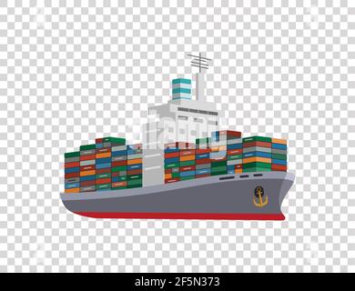 Conteneur de fret sec sur fond transparent. Illustration vectorielle. Style dessin animé plat Banque D'Images