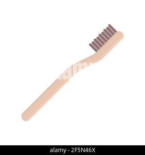 Brosse à dents en bambou. Brosse à dents en bois biodégradable. Hygiène personnelle naturelle écologique. Brosse à dents en bois sur fond blanc. Vecteur Illustration de Vecteur