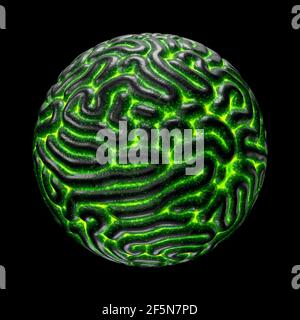 Cerveau artificiel avec détails lumineux. illustration 3d, adaptée à la technologie, aux thèmes ai et alien. Banque D'Images