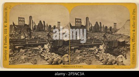 Palmer House monté avec: Ruines du feu de Chicago, 1871.. Lovejoy & Foster Banque D'Images