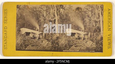 Camp de nuit du dimanche, rivière Ocklakaha.. Fabricant inconnu, américain Banque D'Images