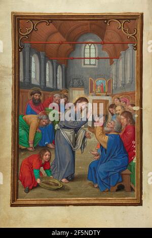 Christ lavant les pieds des Apôtres. Simon Bening (flamand, vers 1483 - 1561) Banque D'Images