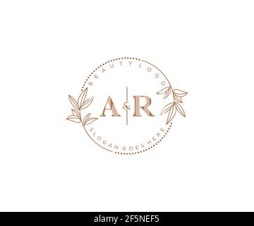 Lettres AR belle fleur féminine modifiable préfabriqué logo monoline convient pour spa salon peau beauté cheveux boutique et compagnie cosmétique. Illustration de Vecteur