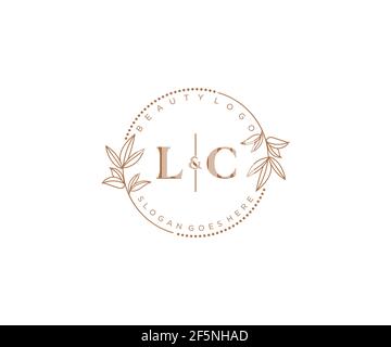 Lettres LC beau floral féminin modifiable préfabriqué logo monoline convient pour spa salon peau beauté cheveux boutique et compagnie cosmétique. Illustration de Vecteur