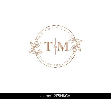TM lettres belle fleur féminine modifiable préfabriqué logo monoline convient pour spa salon de beauté de cheveux de peau boutique et compagnie cosmétique. Illustration de Vecteur
