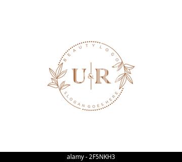 UR lettres beau floral féminin modifiable préfabriqué logo monoline convient pour spa salon de beauté de cheveux de peau boutique et de cosmétique compagnie. Illustration de Vecteur