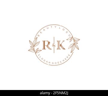 RK lettres beau floral féminin modifiable préfabriqué logo monoline convient pour spa salon peau beauté cheveux boutique et compagnie cosmétique. Illustration de Vecteur