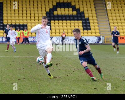 Livingston, Écosse - 5 mars 2014 : les U19s hommes d'Écosse jouent contre les U19s hommes de Suisse à Livingston. Banque D'Images