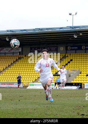 Livingston, Écosse - 5 mars 2014 : les U19s hommes d'Écosse jouent contre les U19s hommes de Suisse à Livingston. Banque D'Images