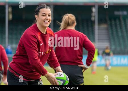 Londres, Royaume-Uni. 27 mars 2021. Emma Taylor (#5 Saracens Women) pendant l'échauffement du match Allianz Premier des années 15 entre Saracens Women et Harlequins Women au stade StoneX à Londres, en Angleterre. Crédit: SPP Sport presse photo. /Alamy Live News Banque D'Images